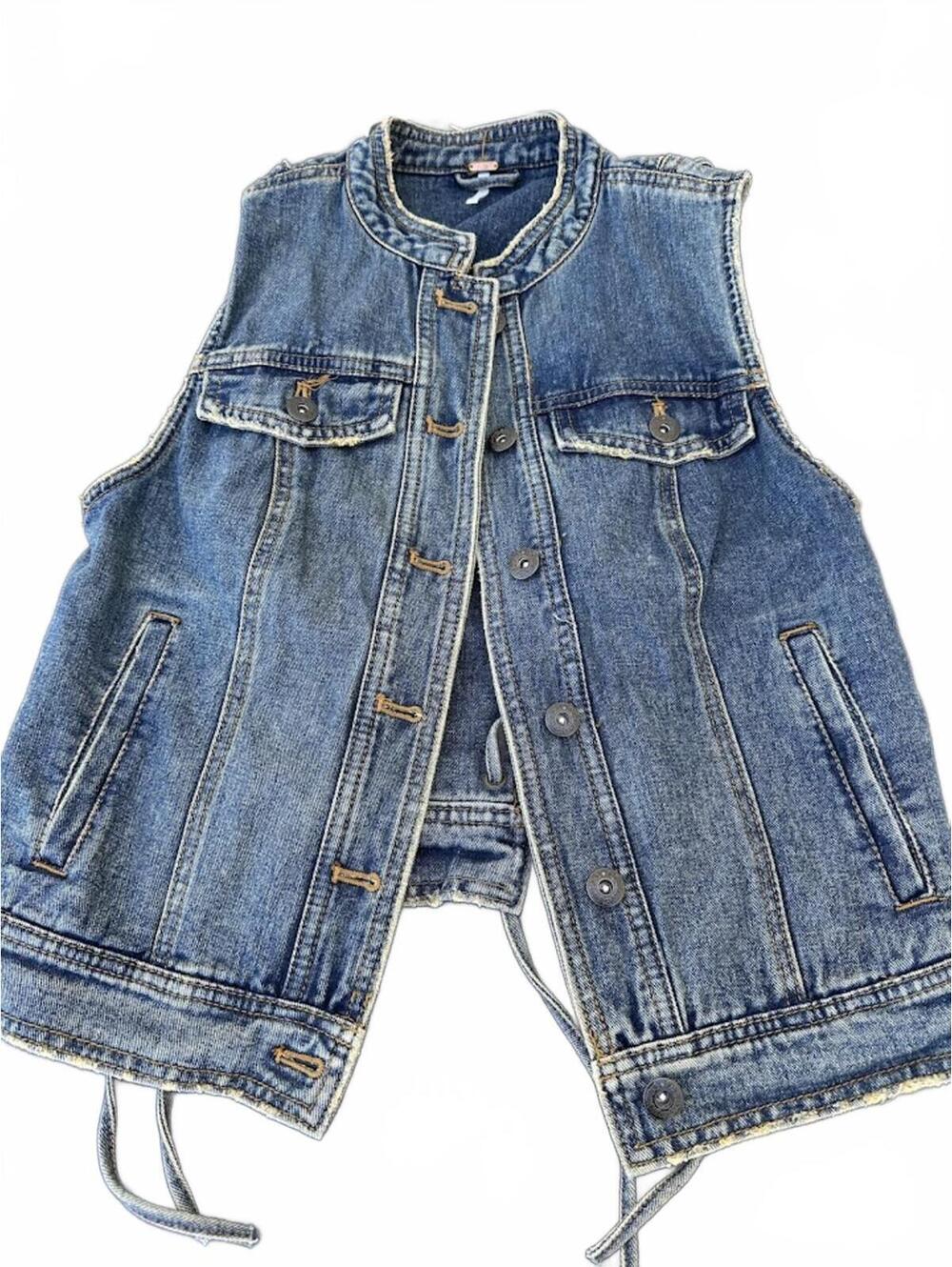 Free People Lace-Up Denim Vest XS